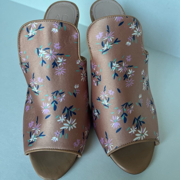 AD & Daughters Jaconi Textile/Leather Floral High Heel Peep Toe Mules Shoes 7.5 - Picture 3 of 15